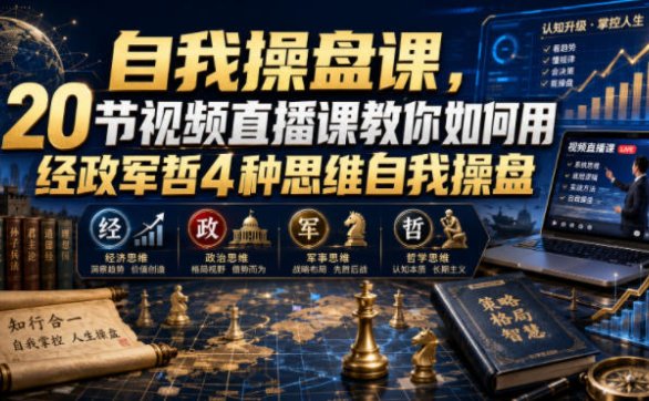 自我操盘课,20节视频直播课教你如何用经政军哲4种思维自我操盘