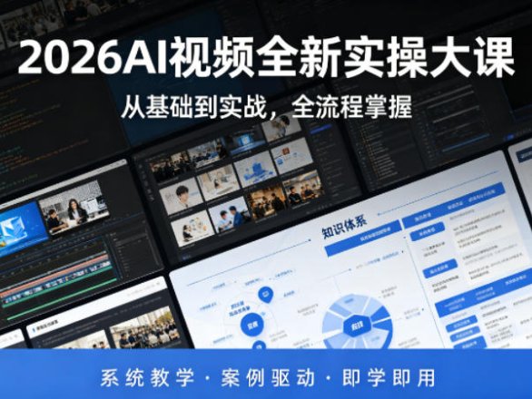 2026AI视频全新实操大课，从基础到实战，全流程掌握，系统教学·案例驱动·即学即用