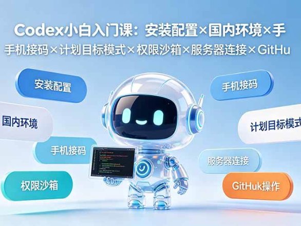 (19402期)Codex小白入门课:安装配置×国内环境×手机接码×计划目标模式×权限沙箱×服务器连接×GitHub操作