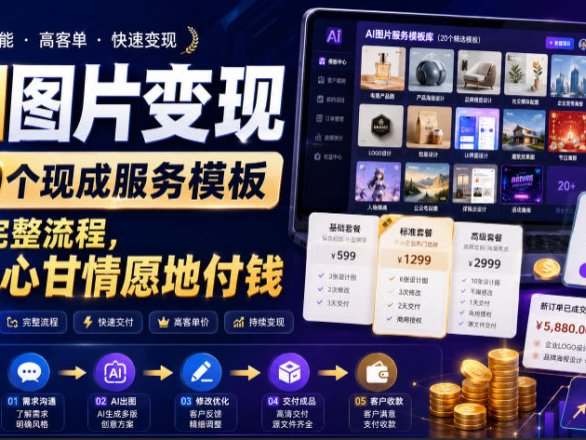 AI图片变现,20个现成服务模板,一套完整流程,让客户心甘情愿地付钱【原创双语字幕】