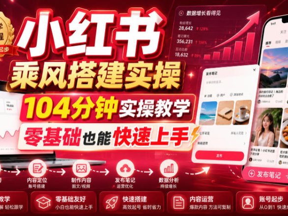 小红书乘风搭建实操,104分钟实操教学,零基础也能快速上手