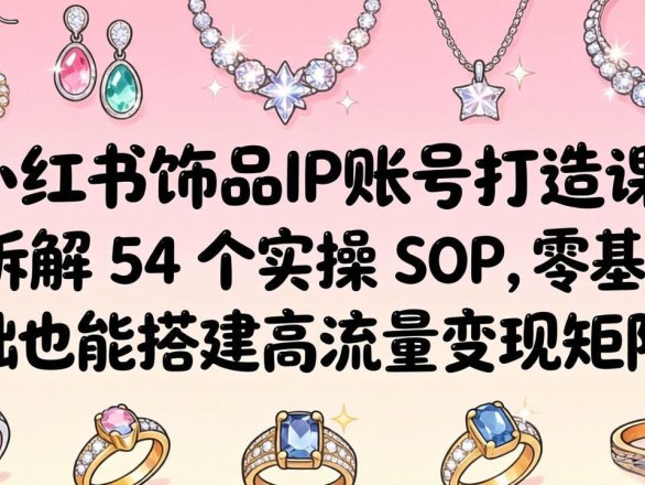 小红书饰品IP账号打造课：拆解 54 个实操 SOP，零基础也能搭建高流量变现矩阵