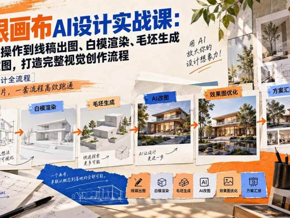 （20612期）【无水印】无限画布AI设计实战课-更新：从画布操作到线稿出图、白模渲染、毛坯生成与AI改图，打造完整视觉创作流程