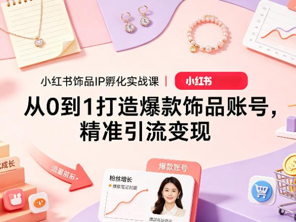 小红书饰品IP孵化实战课｜从0到1打造爆款饰品账号，精准引流变现