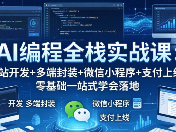 （18049期）AI编程全栈实战课：网站开发+多端封装+微信小程序+支付上线，零基础一站式学会落地